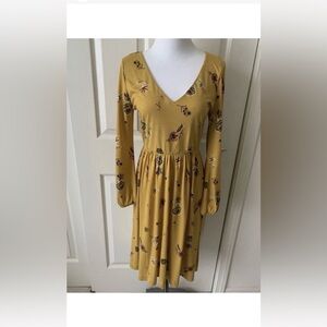 Old Navy Yellow Floral Long Sleeve Dress